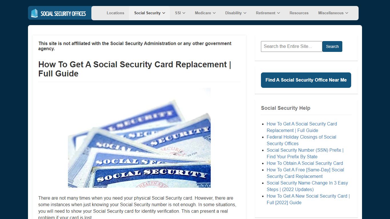 Social Security Card Replacement - Social Security Office Locations